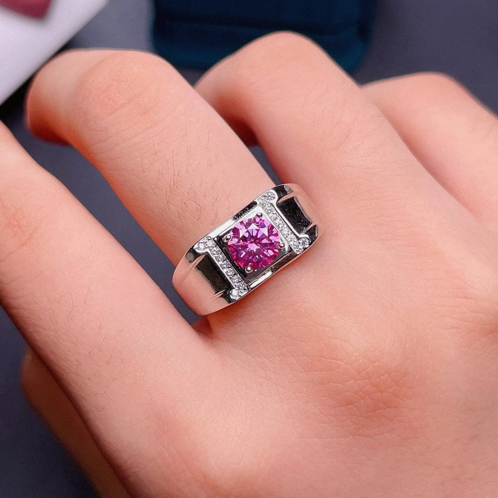 1.0 Ct Pink Diamond Men's Ring
