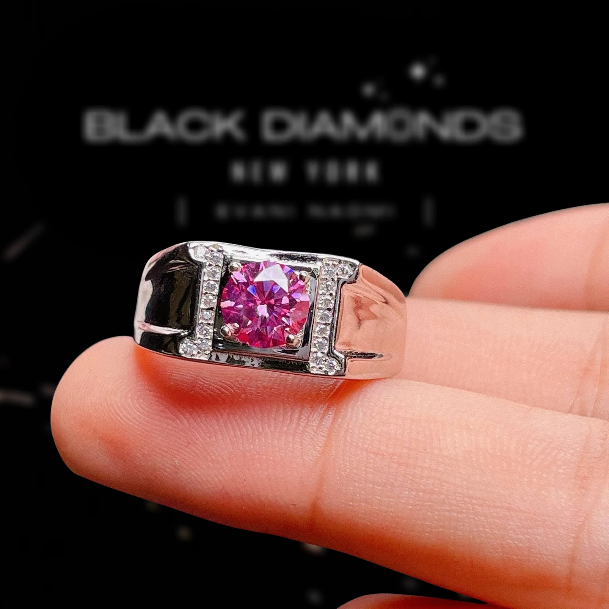 1.0 Ct Pink Diamond Men's Ring