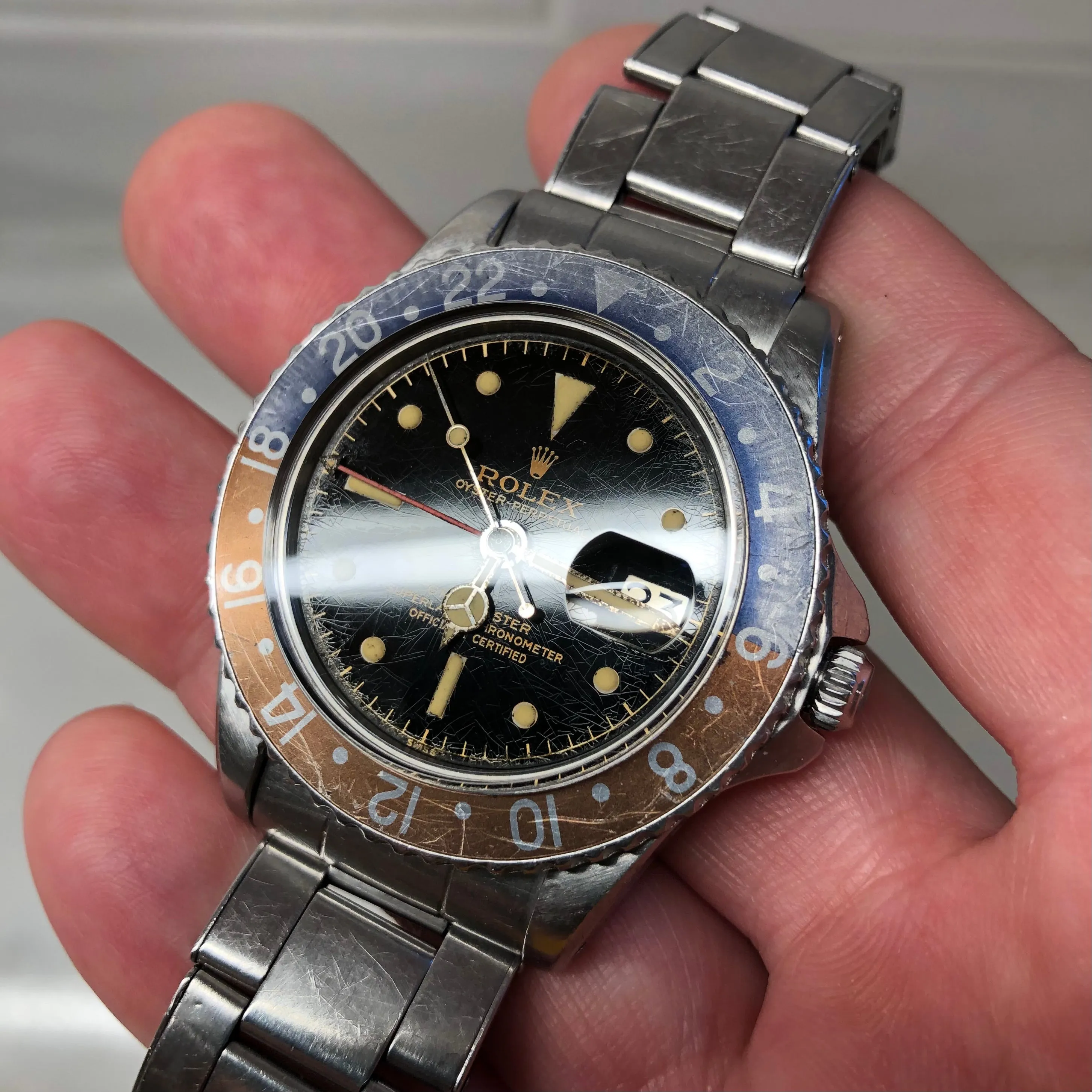 1960 Rolex GMT MASTER 1675 Gilt Chapter Ring Dial PCG Pepsi Automatic Wristwatch