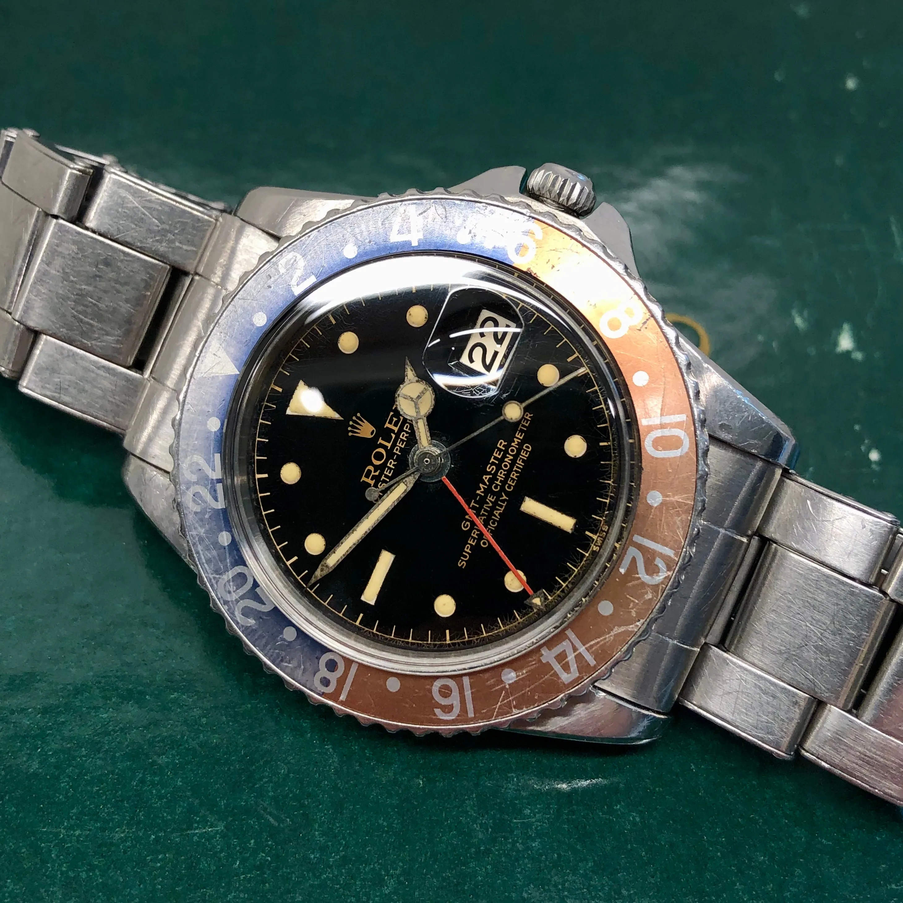 1960 Rolex GMT MASTER 1675 Gilt Chapter Ring Dial PCG Pepsi Automatic Wristwatch