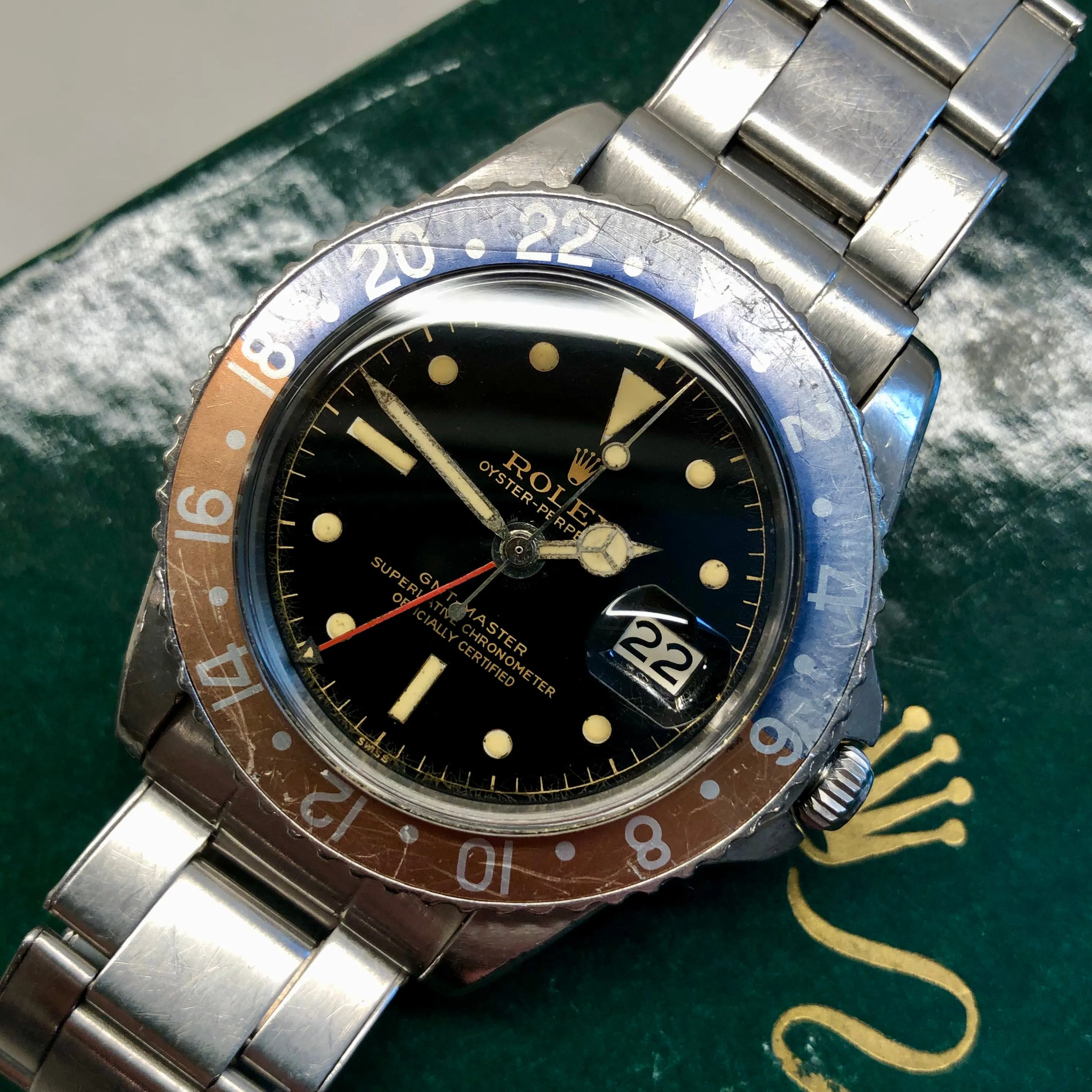 1960 Rolex GMT MASTER 1675 Gilt Chapter Ring Dial PCG Pepsi Automatic Wristwatch
