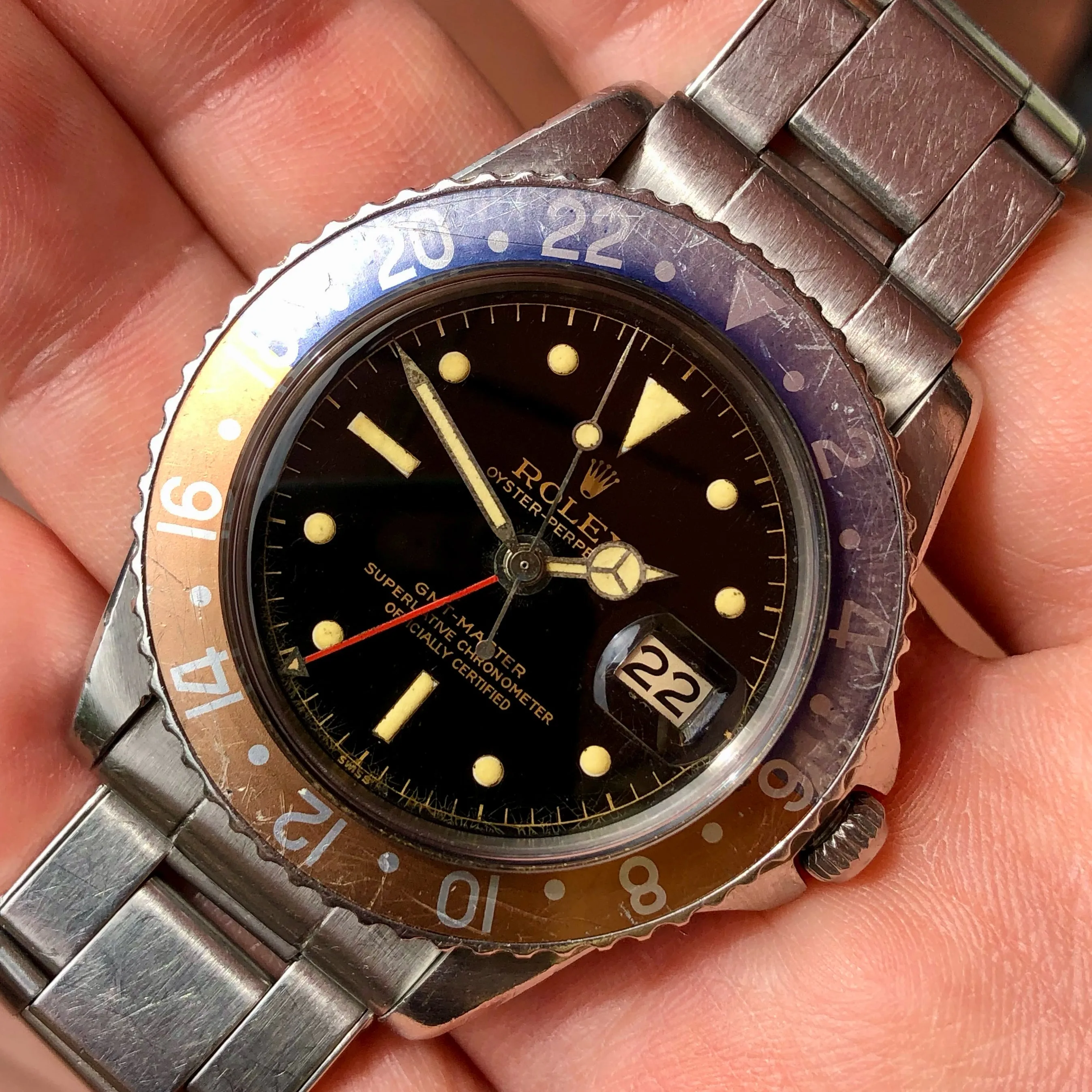 1960 Rolex GMT MASTER 1675 Gilt Chapter Ring Dial PCG Pepsi Automatic Wristwatch