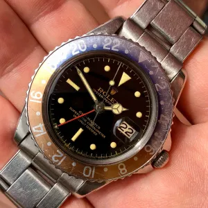 1960 Rolex GMT MASTER 1675 Gilt Chapter Ring Dial PCG Pepsi Automatic Wristwatch