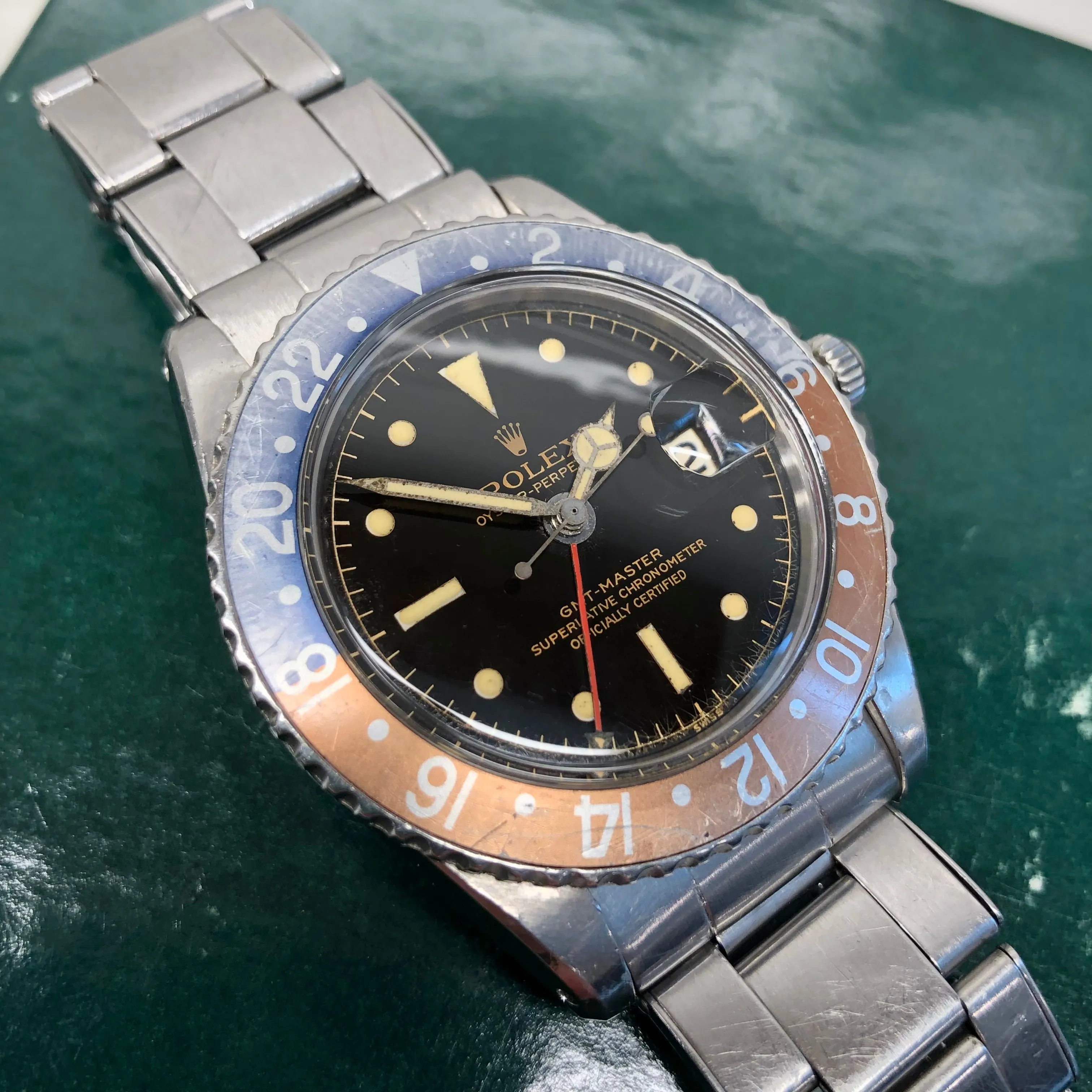 1960 Rolex GMT MASTER 1675 Gilt Chapter Ring Dial PCG Pepsi Automatic Wristwatch