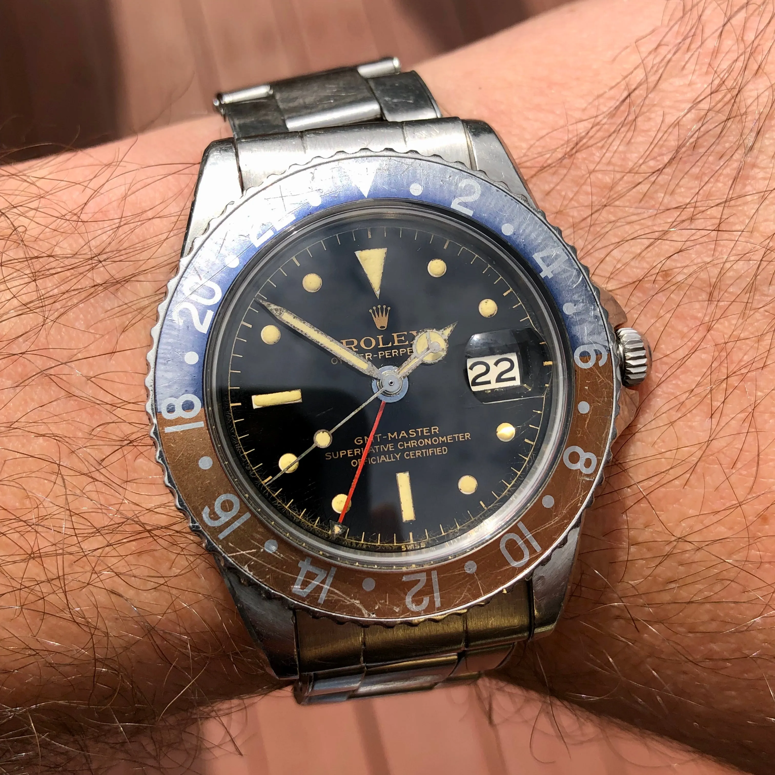 1960 Rolex GMT MASTER 1675 Gilt Chapter Ring Dial PCG Pepsi Automatic Wristwatch