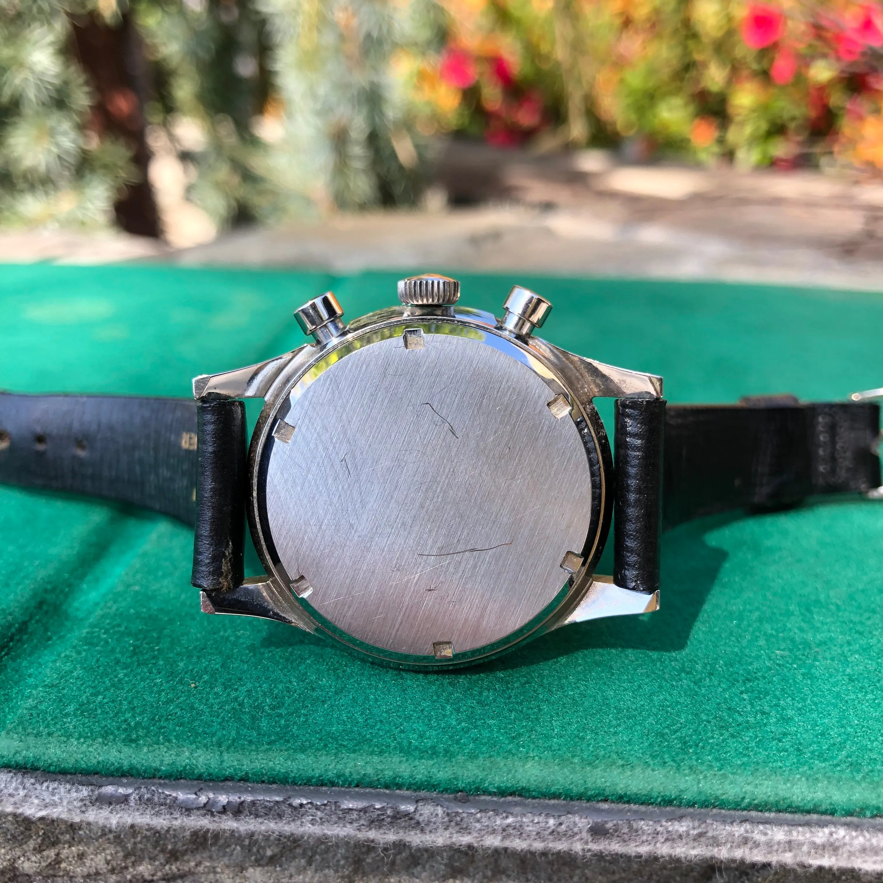 1960s Vintage Wittnauer 235T Stainless Steel Chronograph Valjoux 72 36mm 6002 Wristwatch