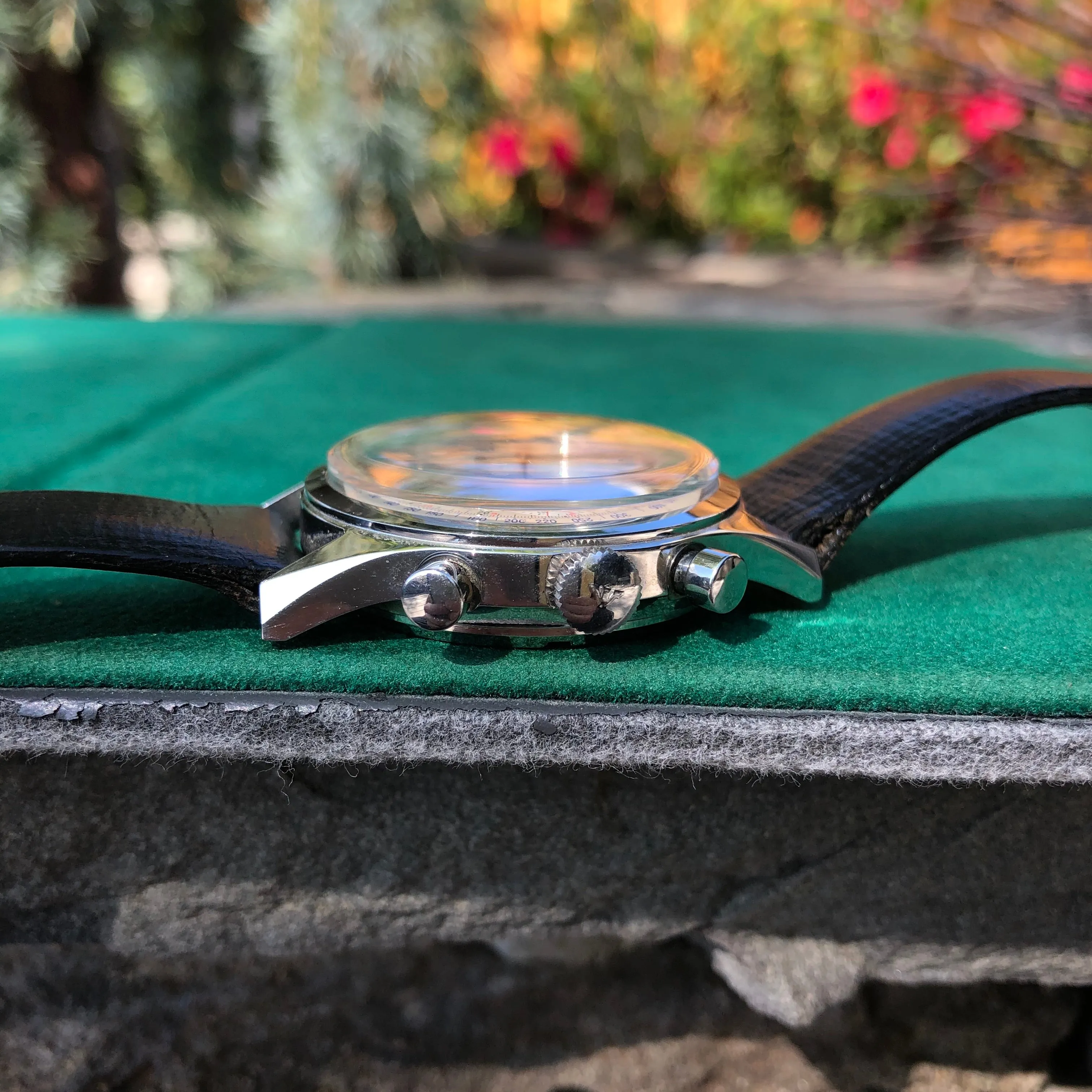 1960s Vintage Wittnauer 235T Stainless Steel Chronograph Valjoux 72 36mm 6002 Wristwatch