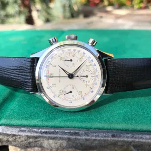 1960s Vintage Wittnauer 235T Stainless Steel Chronograph Valjoux 72 36mm 6002 Wristwatch