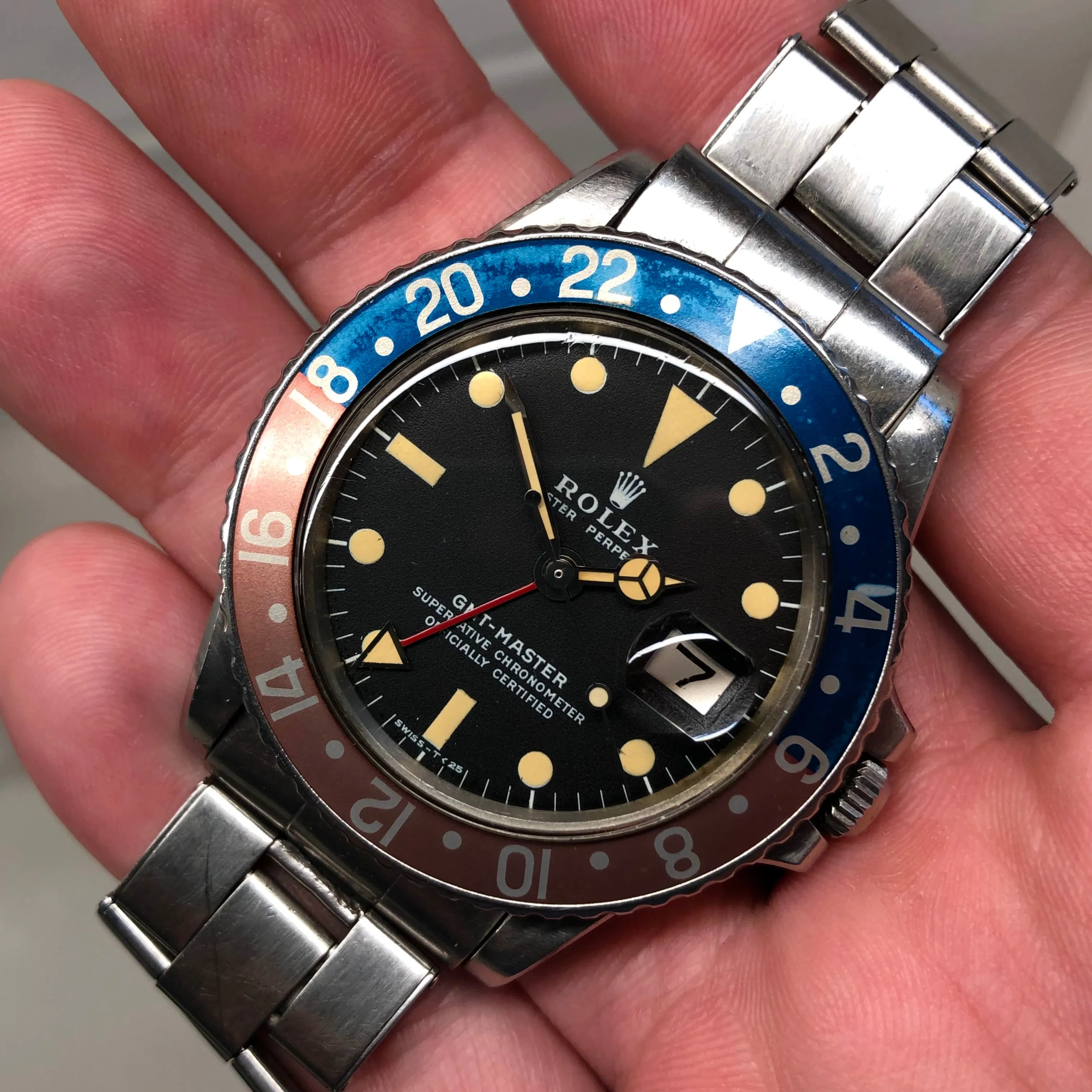 1971 Rolex GMT MASTER 1675 Mk 2 Pepsi Matte Dial Stainless Steel Automatic Wristwatch