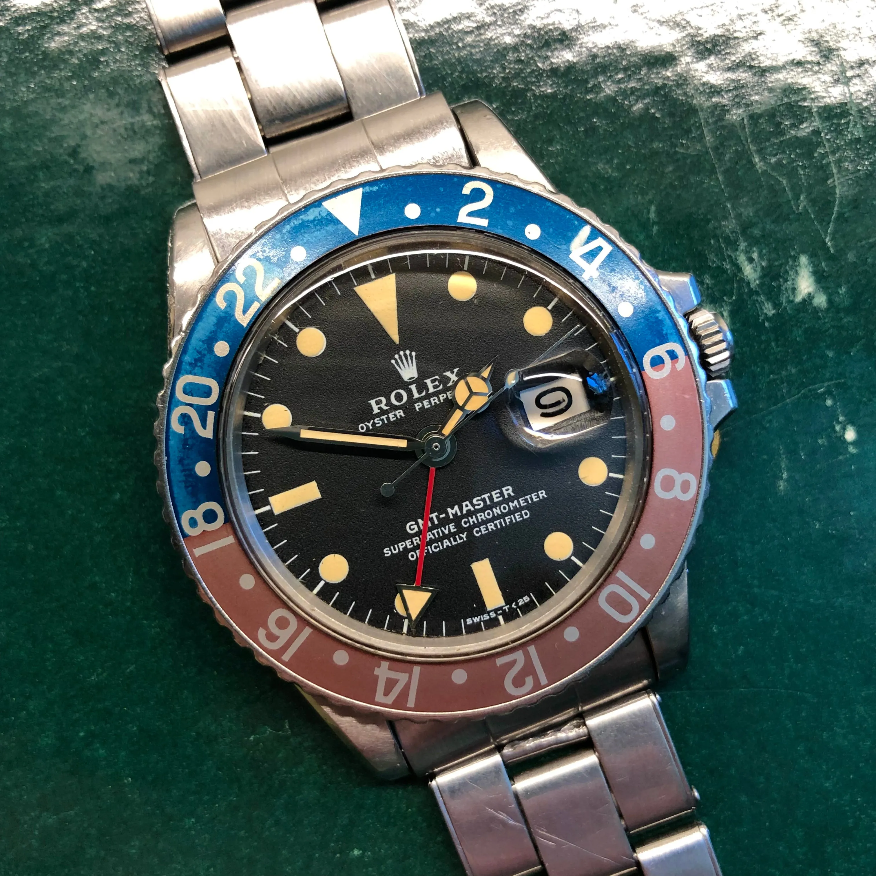 1971 Rolex GMT MASTER 1675 Mk 2 Pepsi Matte Dial Stainless Steel Automatic Wristwatch