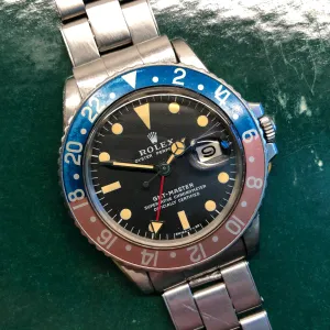 1971 Rolex GMT MASTER 1675 Mk 2 Pepsi Matte Dial Stainless Steel Automatic Wristwatch