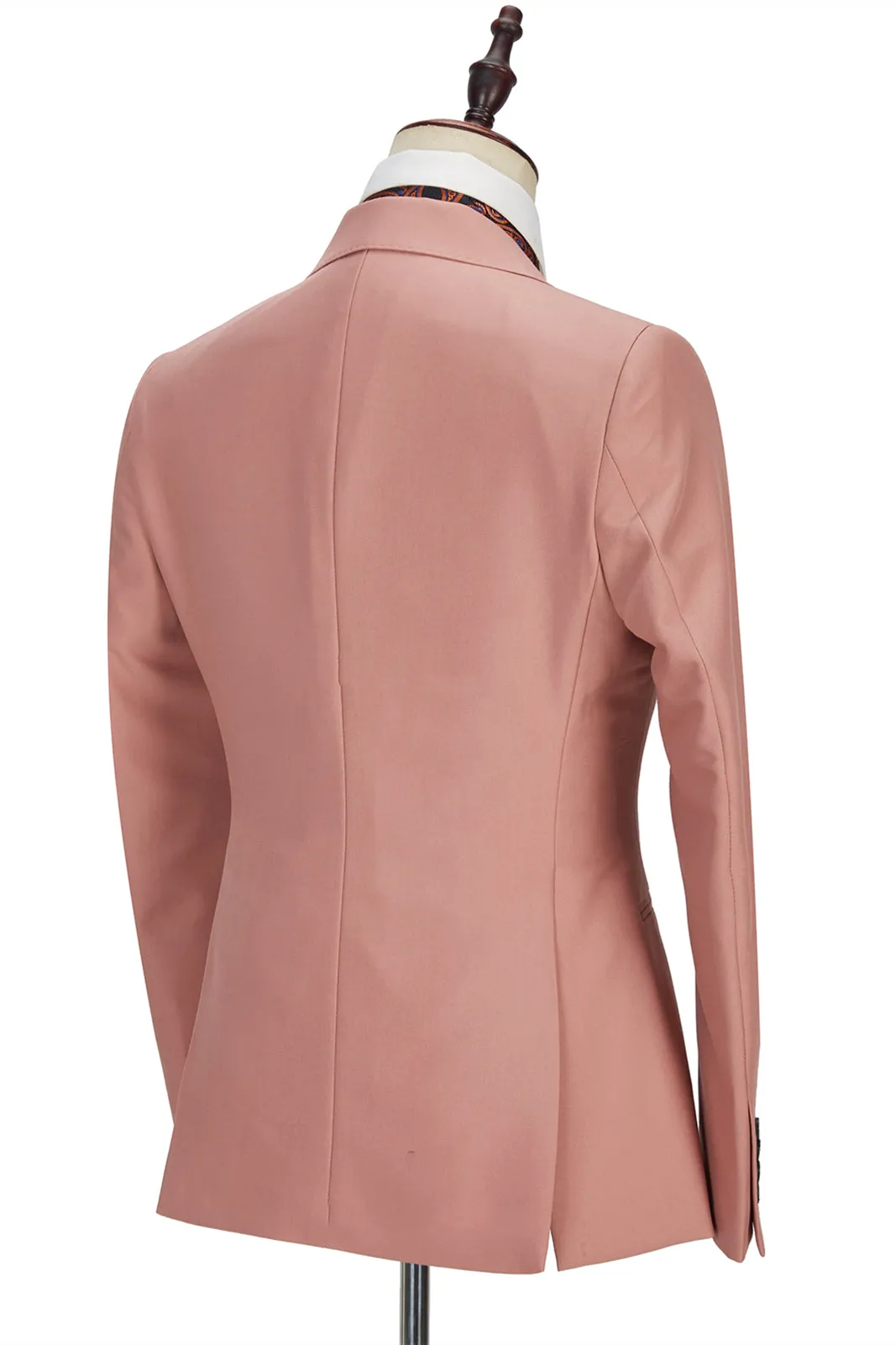 3 Piece Coral Pink Two Buttons Peak Lapel Classic Men's Suit