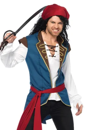 3PC.Pirate Scoundrel,lace up shirt/vest,waist sash,head scarf in MULTICOLOR