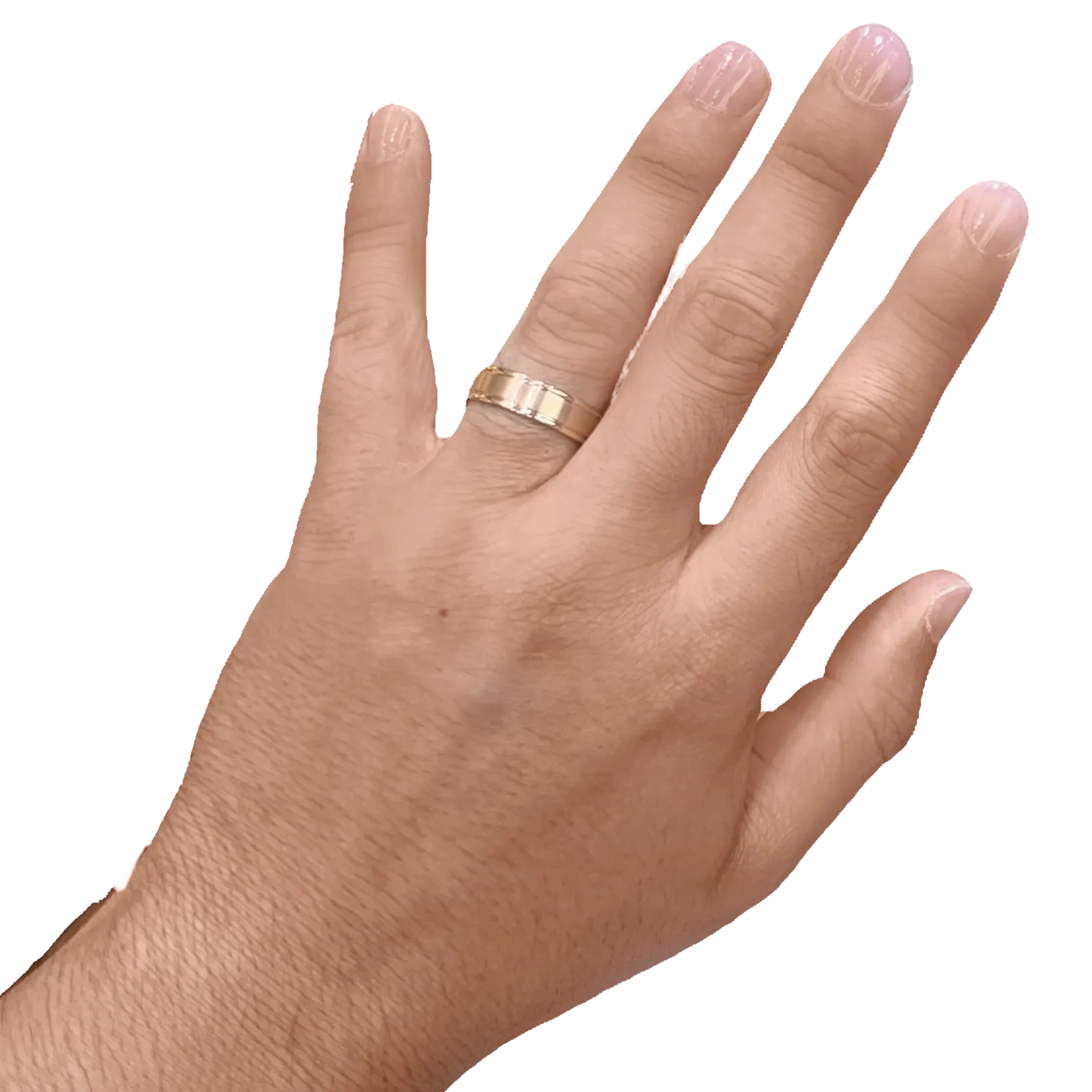 6MM Pink Gold Carved Satin Wedding Band