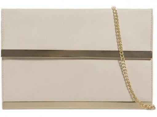 Anika Gold Trim Faux Leather Clutch Bag