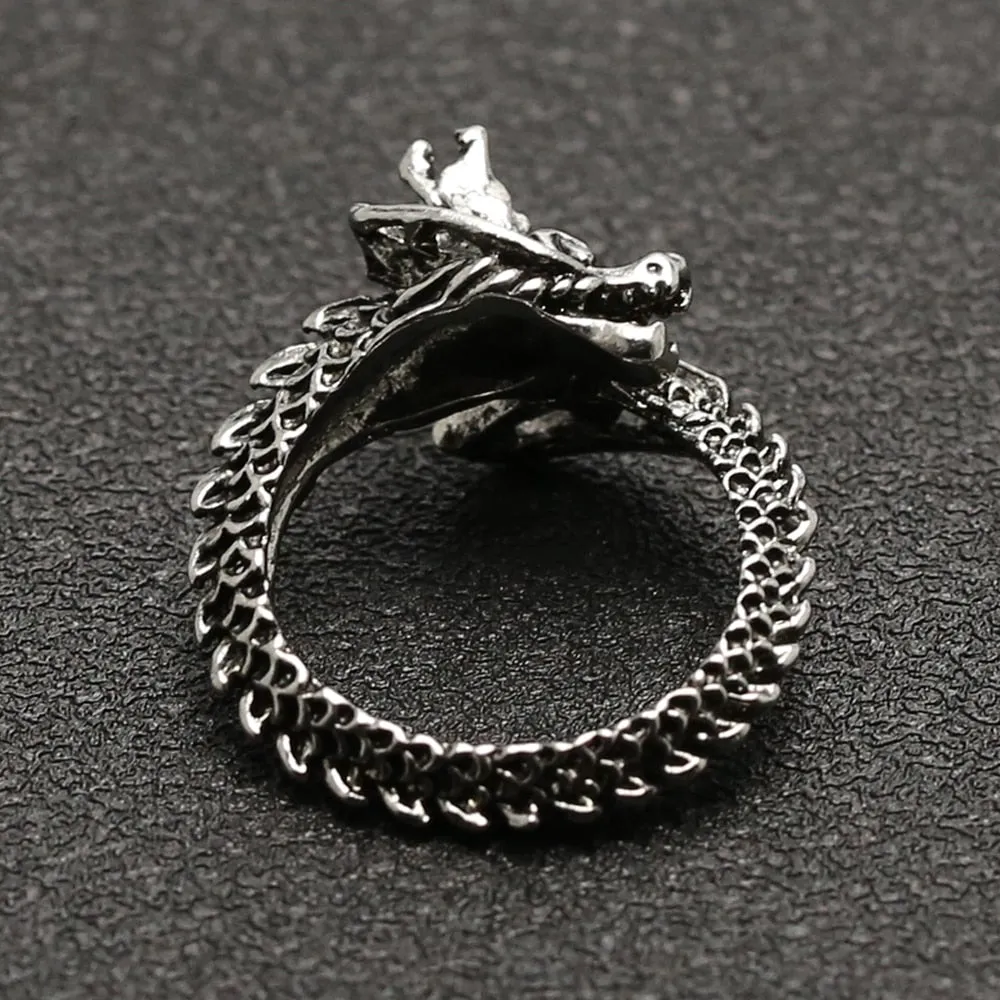 Antique Silver Colored Dragon Ring