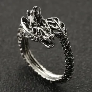 Antique Silver Colored Dragon Ring