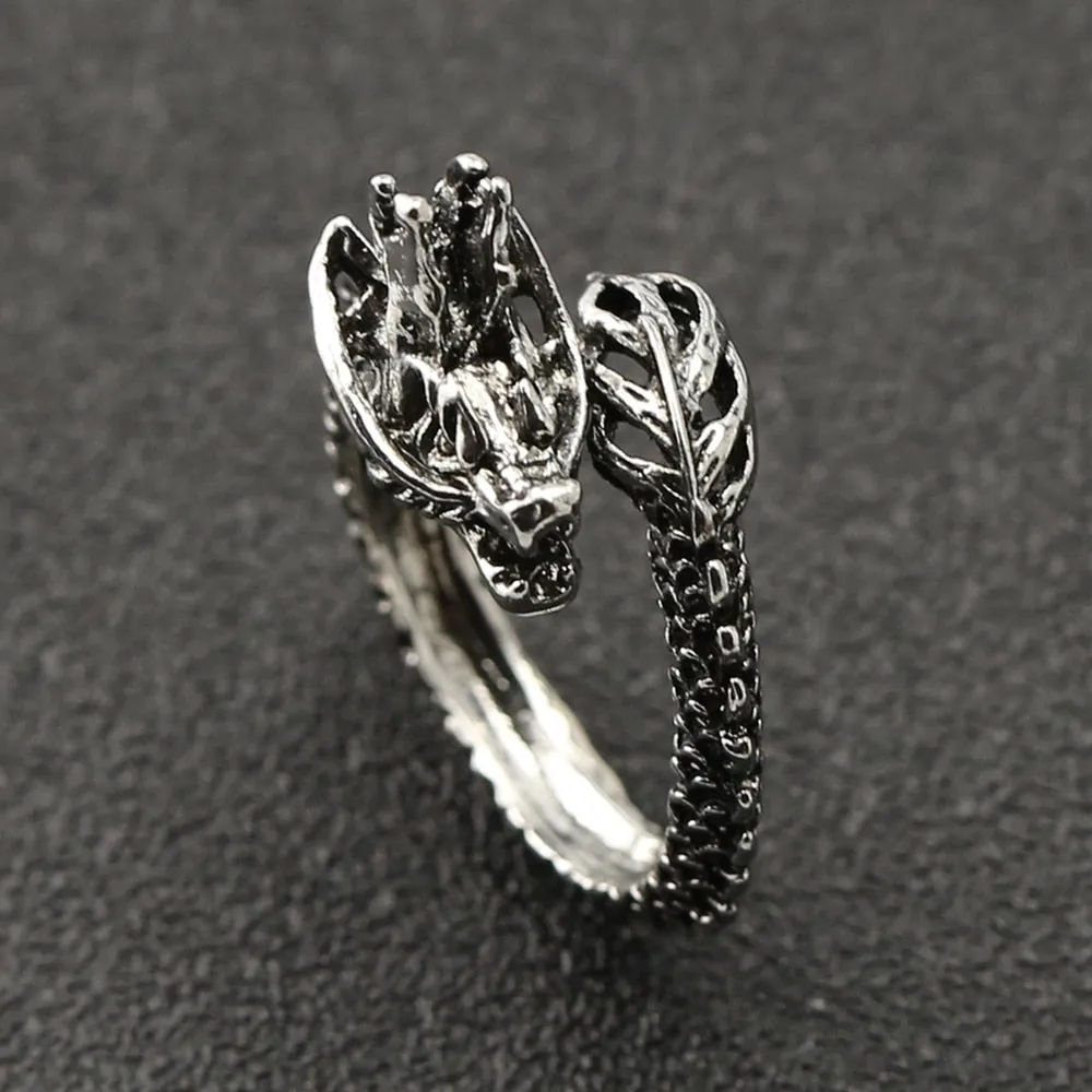 Antique Silver Colored Dragon Ring