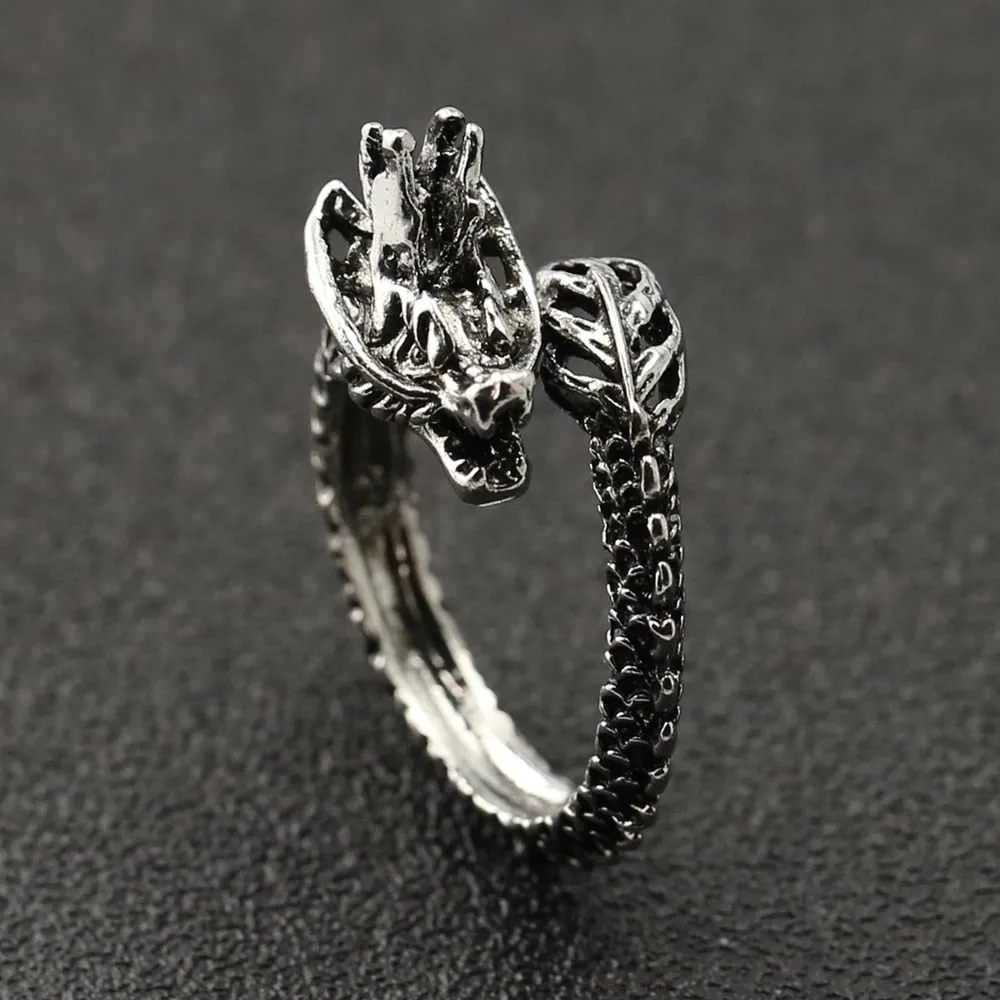Antique Silver Colored Dragon Ring