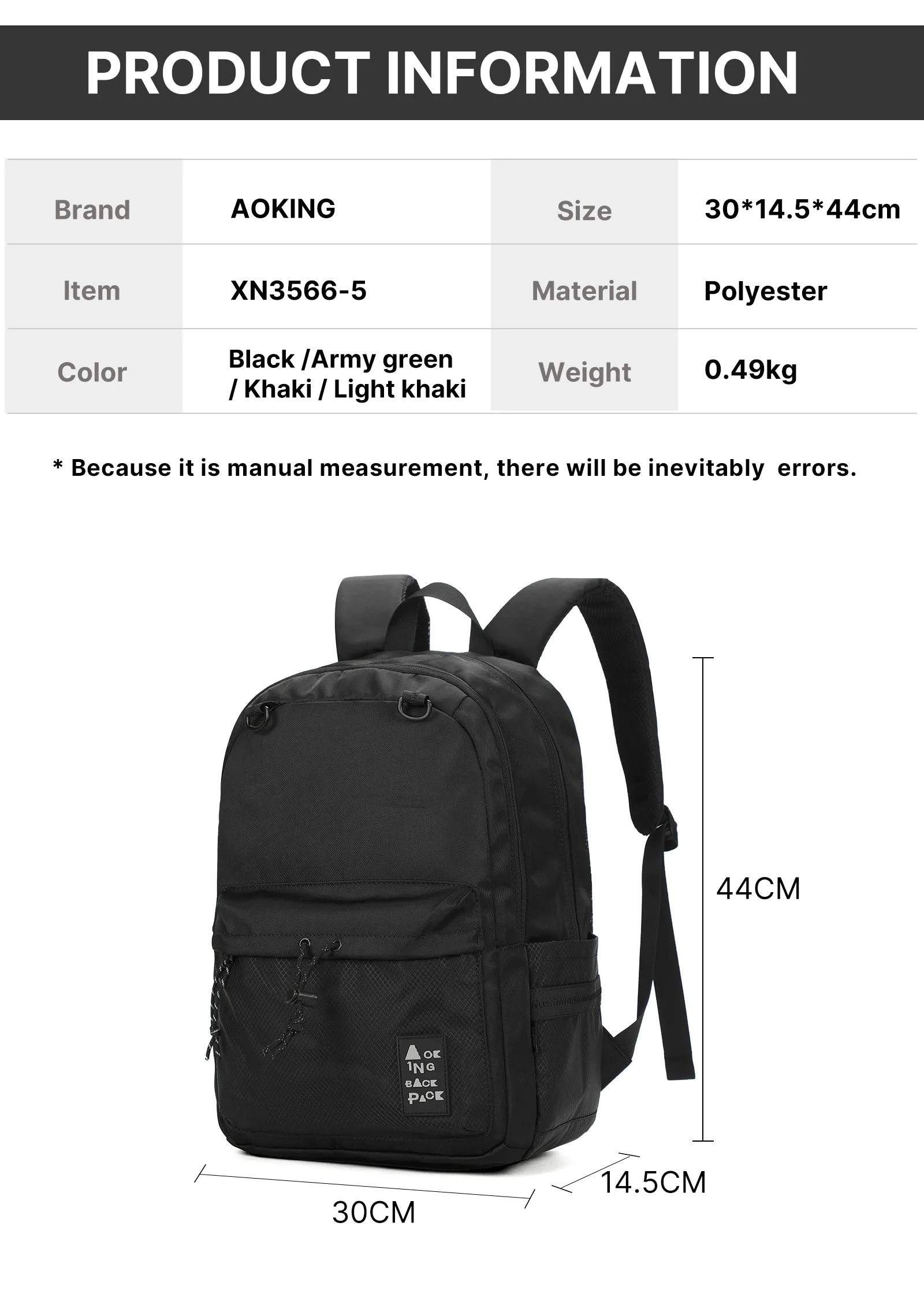 Aoking Backpack Casual Backpack Student Bag XN3566-5