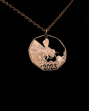 Austria - Cut Coin Pendant with Bee