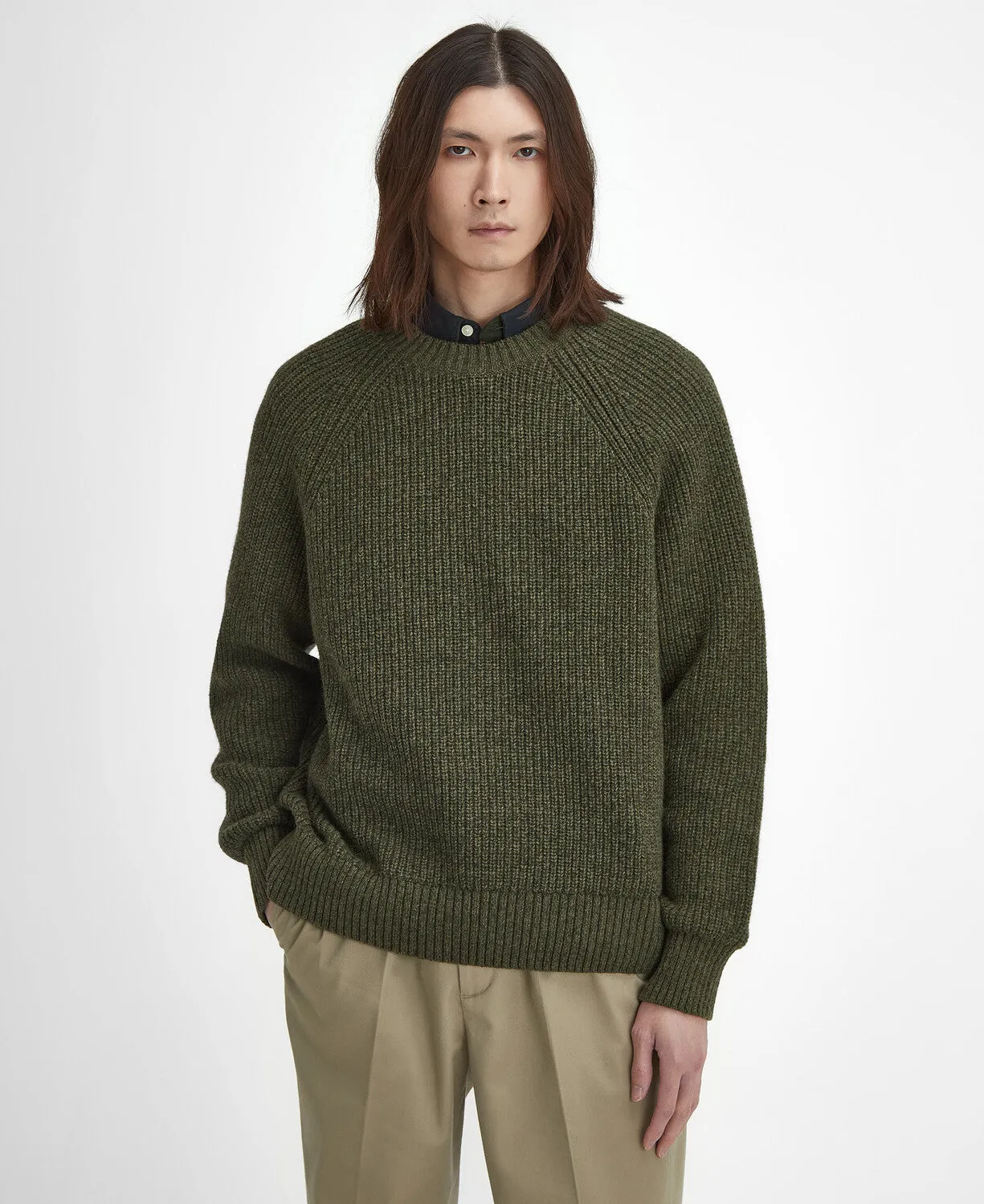 Barbour Mens Griffiths relaxed crew - Copper or olive