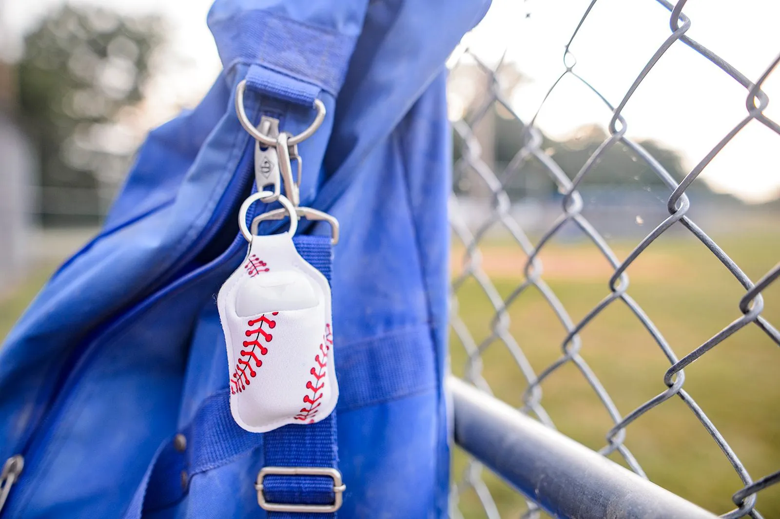 Baseball Hand Sanitizer Holder for Backpack Kids Travel Size Keychain