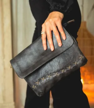 BedStu Cleo Handbag in Black Icicle/ Rustic