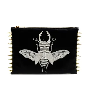 BEETLE EMBROIDERED CLUTCH BAG