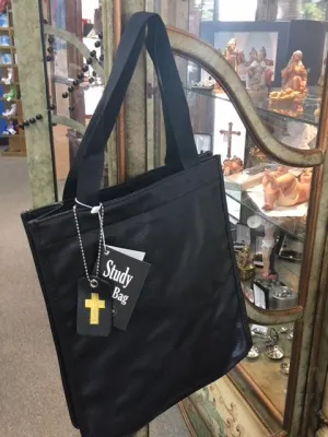 Bible Study Tote Bag Black Imitation Leather (12" x 4" x 11")