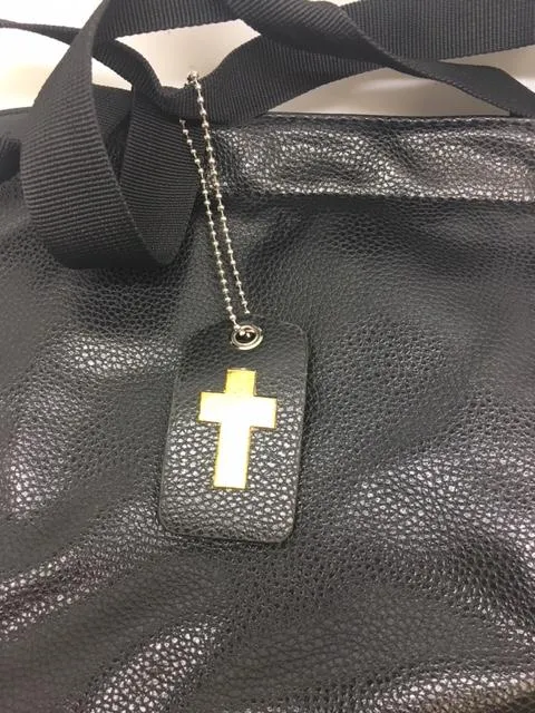 Bible Study Tote Bag Black Imitation Leather (12" x 4" x 11")