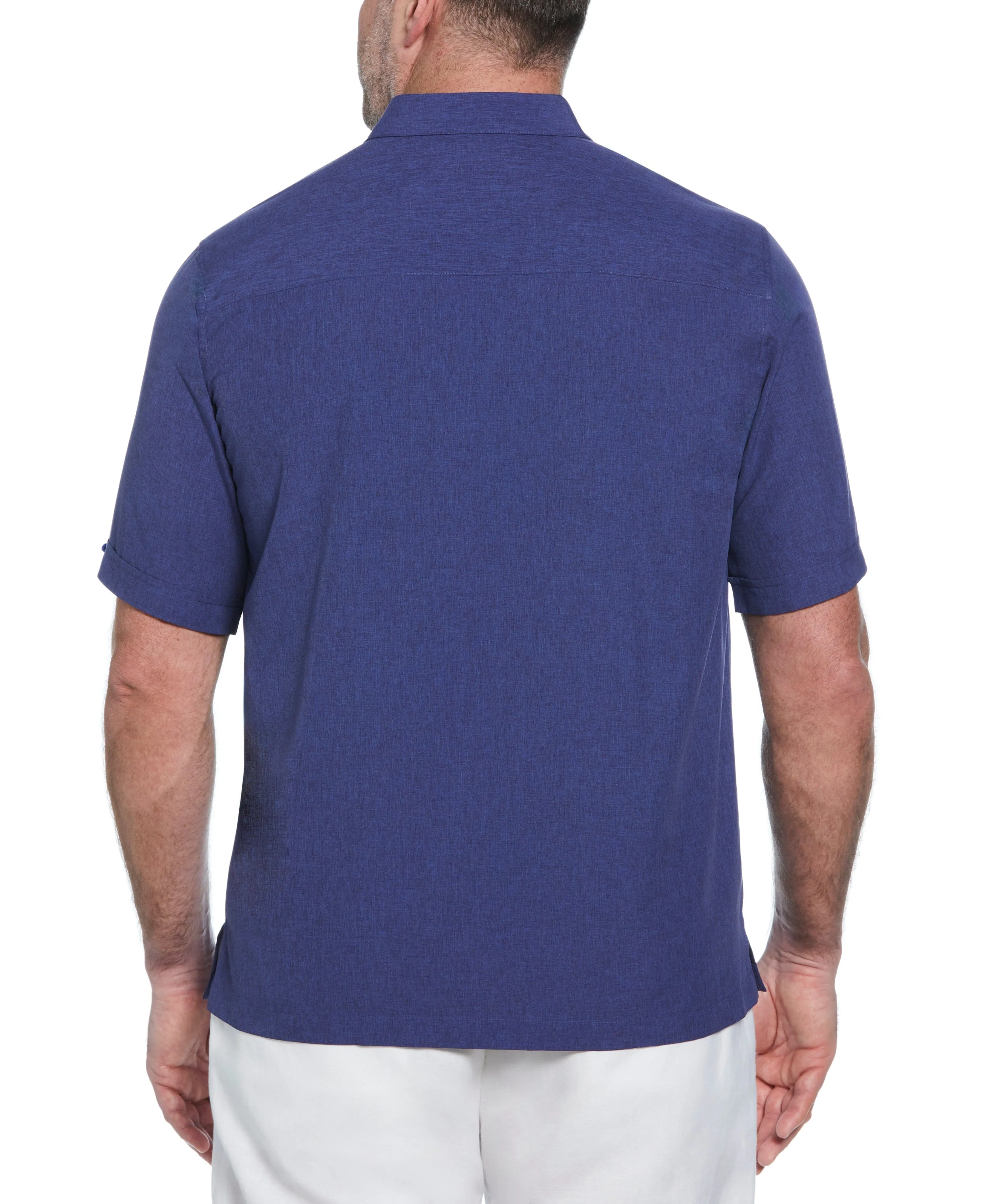 Big And Tall Geo Embroidered Panel Chambray Shirt