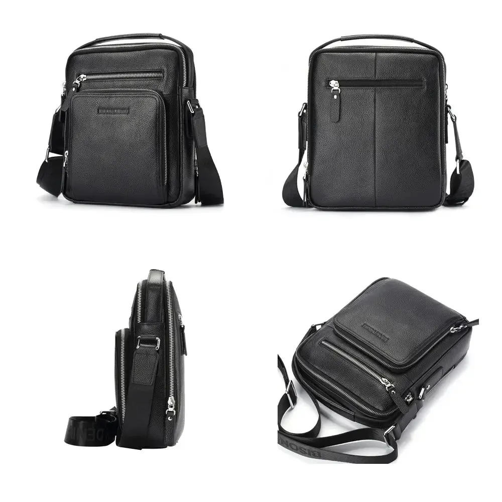 BISON DENIM Genuine Leather Men's Bag Business  Shoulder Crossbody Bag Christmas Gift Designer Handbags High Quality N2333-1