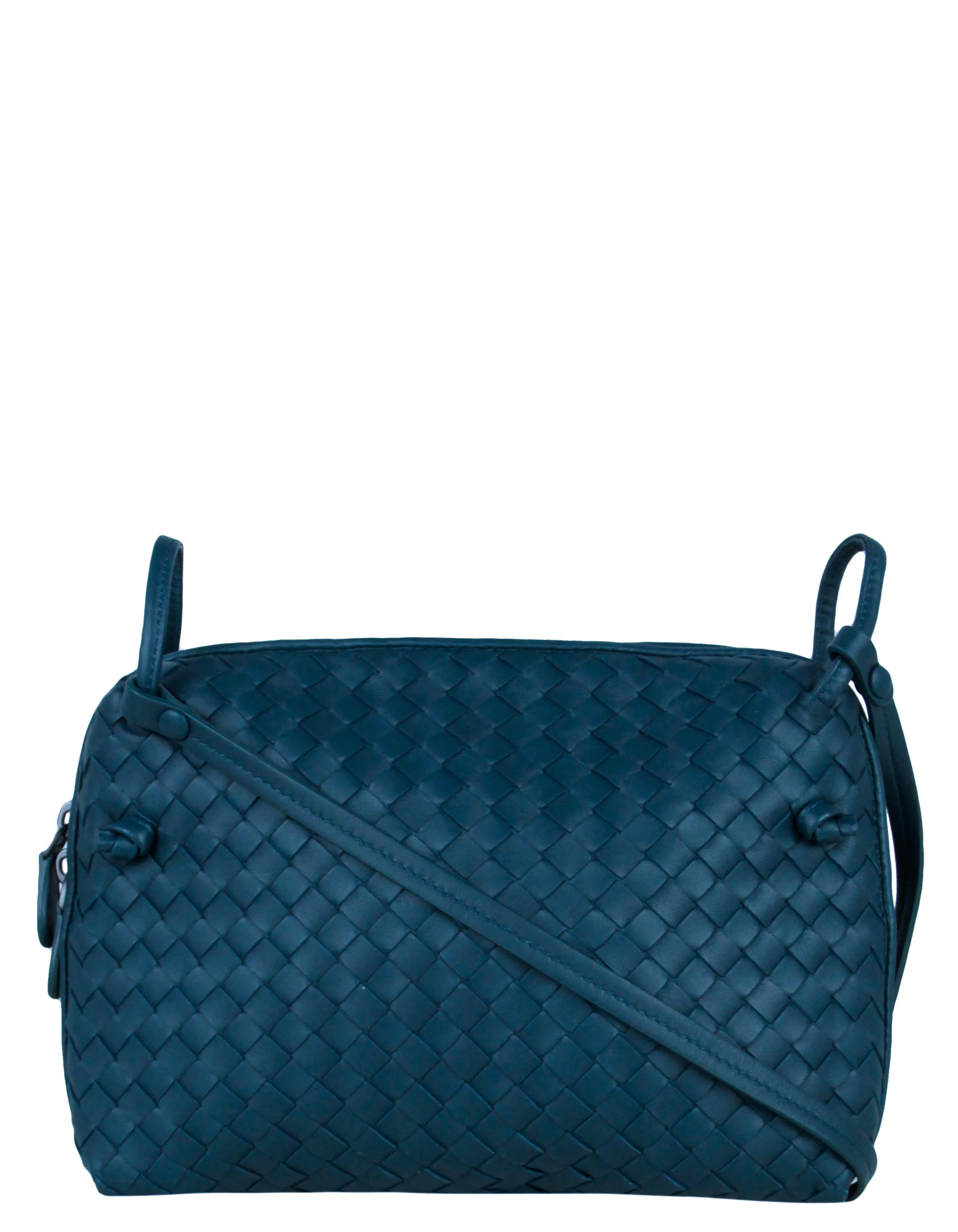 Bottega Veneta Dark Teal Intrecciato Nodini Crossbody Bag