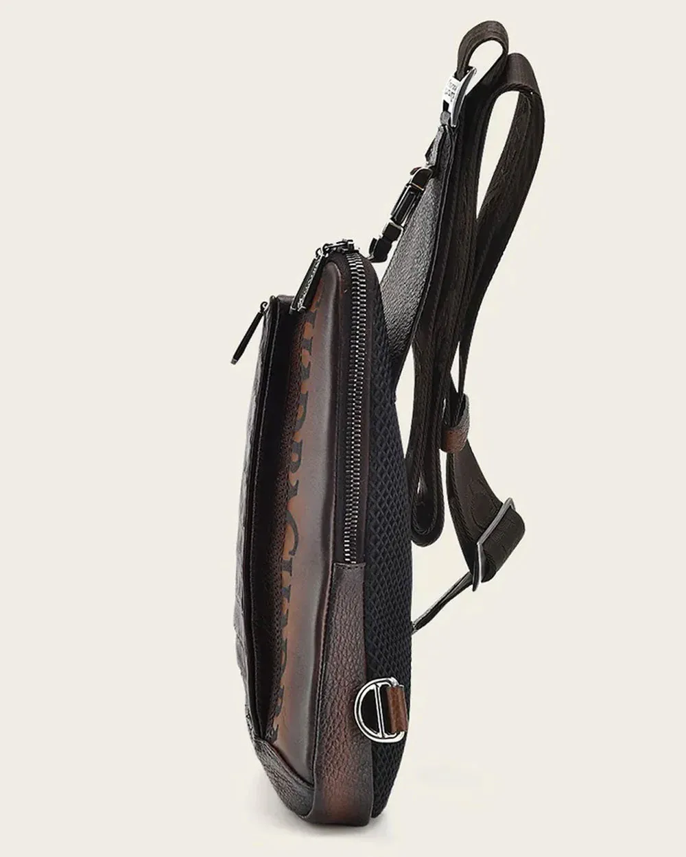 Brown cayman shoulder bag