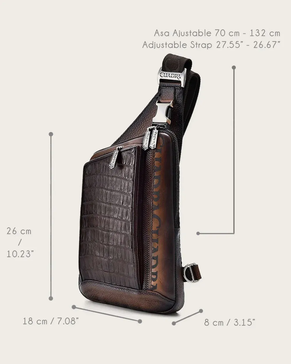 Brown cayman shoulder bag