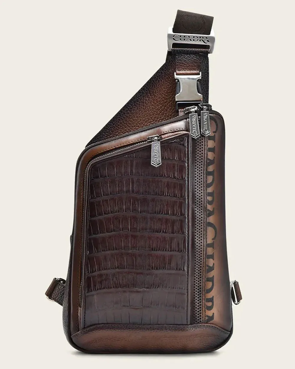 Brown cayman shoulder bag