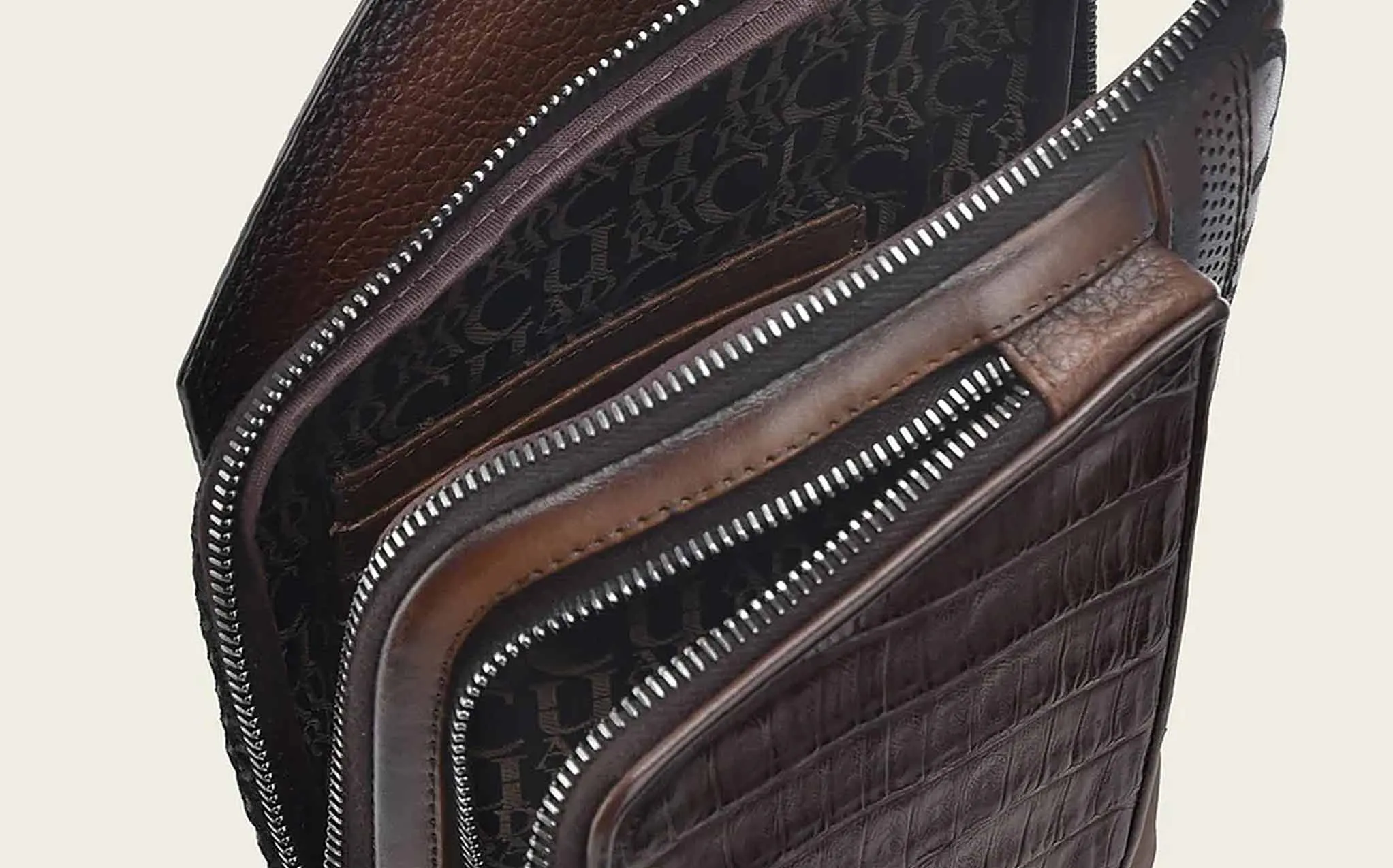 Brown cayman shoulder bag