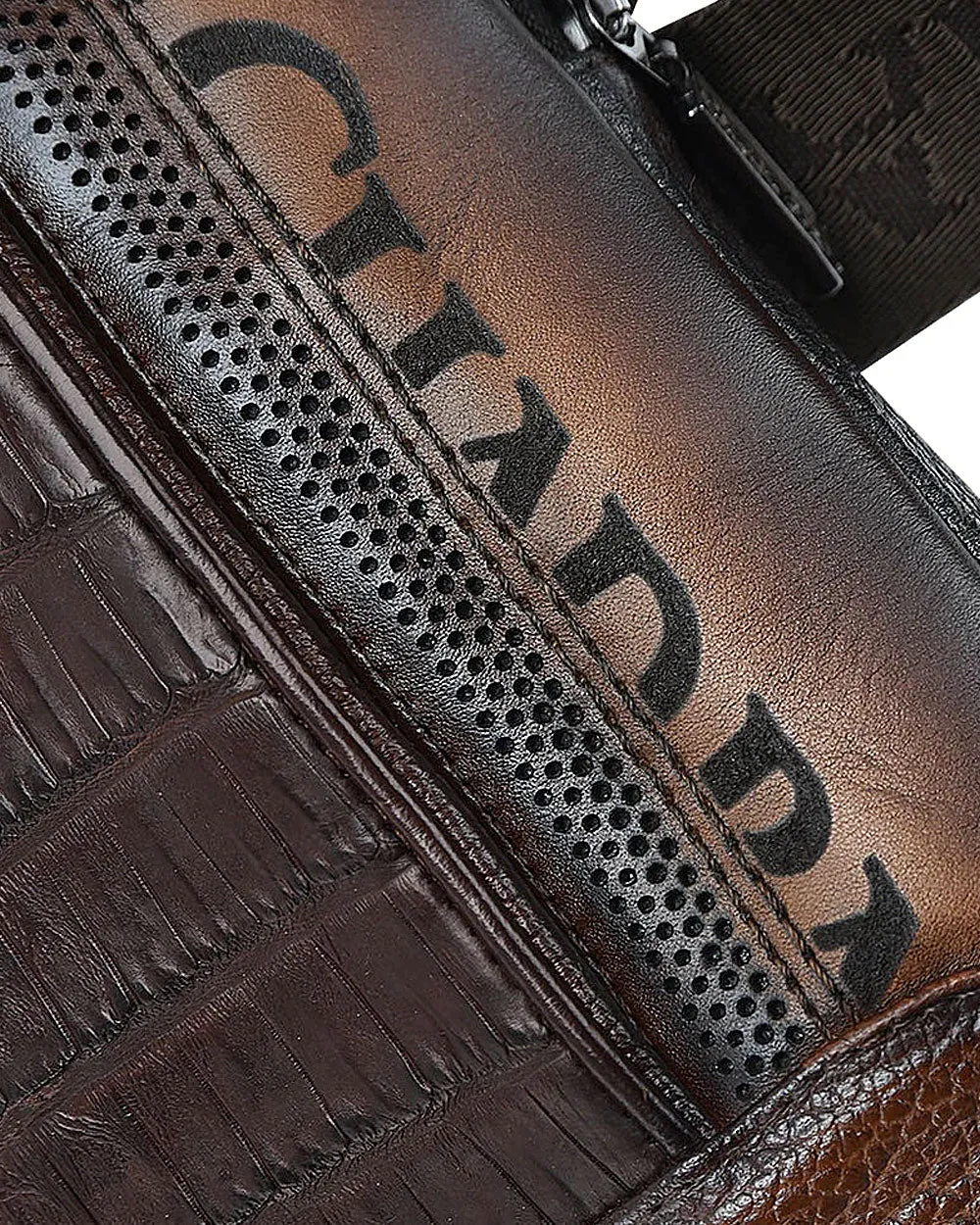 Brown cayman shoulder bag