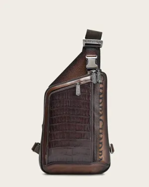 Brown cayman shoulder bag