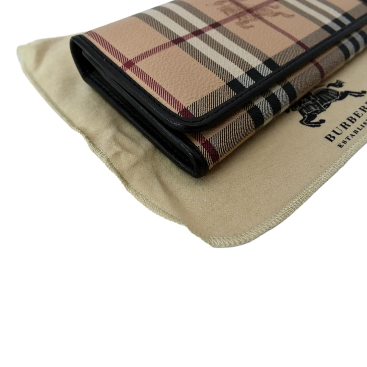 BURBERRY Continental Haymarket Check Leather Wallet Dark Brown