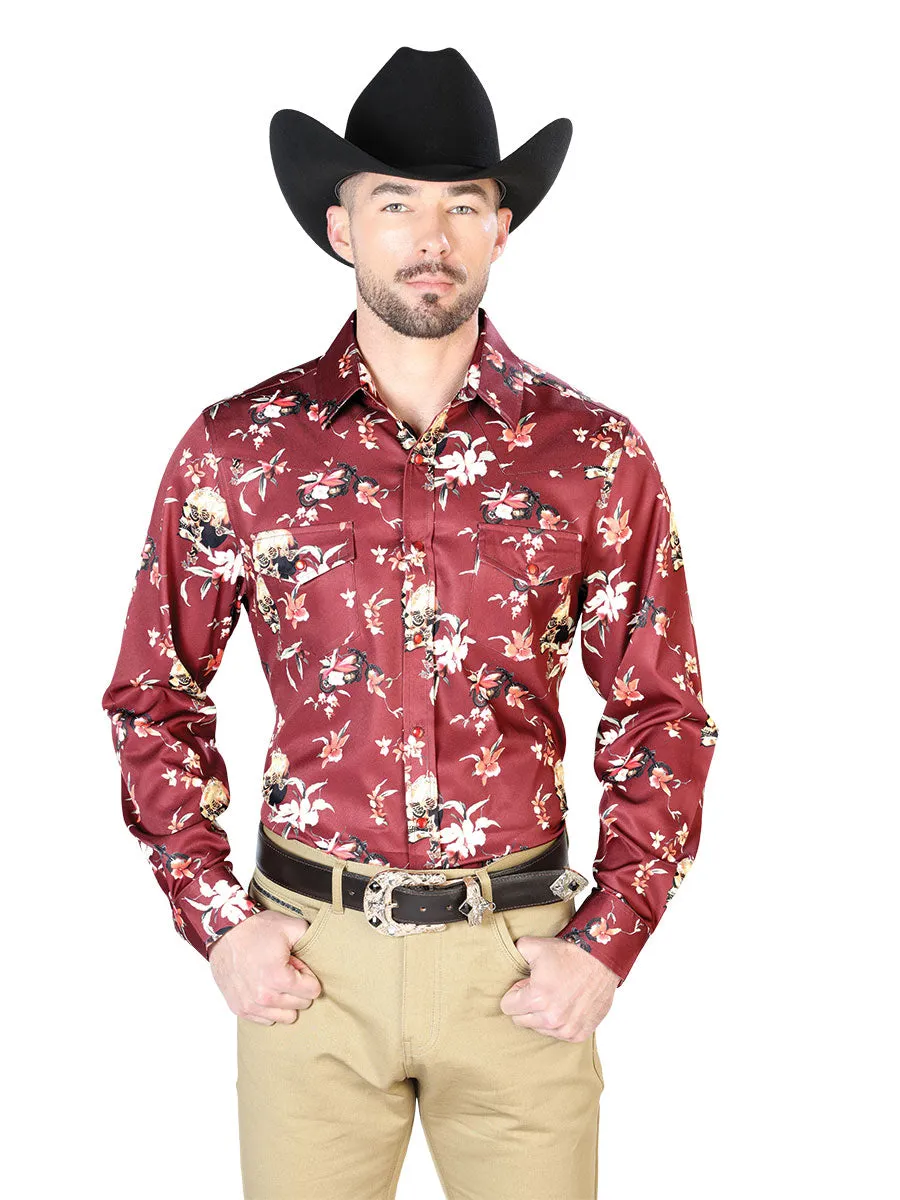 Camisa Vaquera Manga Larga de Broches Estampada Floral Multicolor para Hombre 'El Señor de los Cielos' - ID: 43951