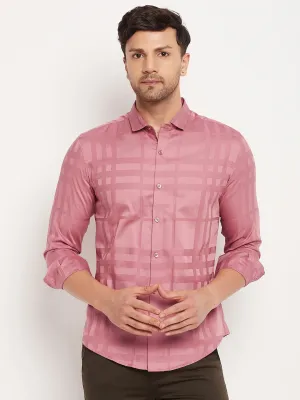 Camla Barcelona Chequered Peach Shirt For Men