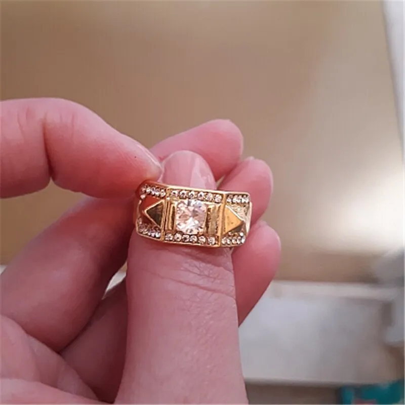 CC Rings For Women And Men Fashion Lovers&#39; Set Ring Cubic Zirconia Yellow Gold Color Wedding Engagement Accessories CC2095