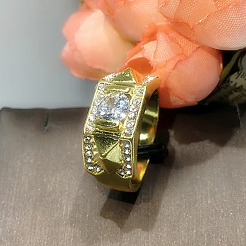 CC Rings For Women And Men Fashion Lovers&#39; Set Ring Cubic Zirconia Yellow Gold Color Wedding Engagement Accessories CC2095