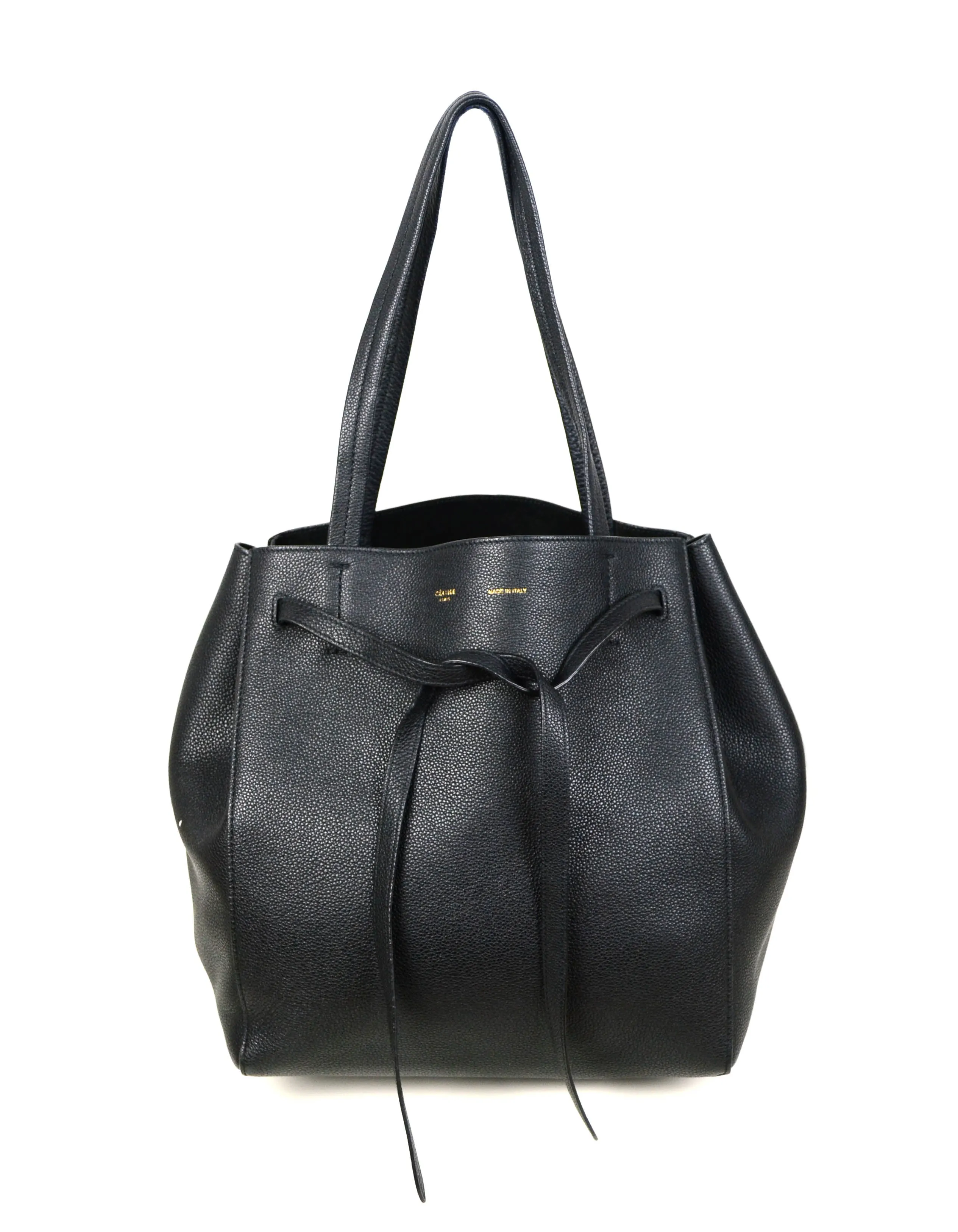 Celine Black Calfskin Leather Small Belt Cabas Phantom Tote Bag