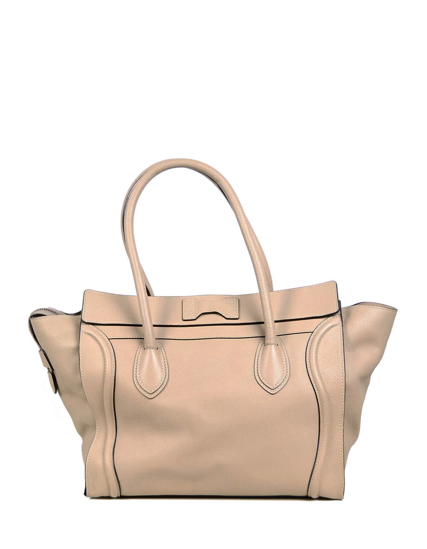 Celine Dune Drummed Calfskin Leather Luggage Shoulder Tote Bag