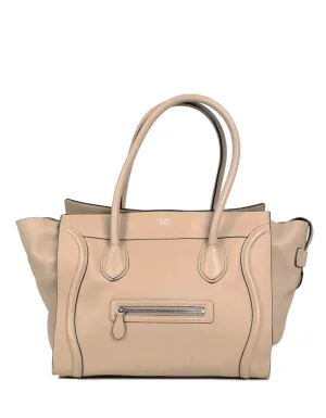 Celine Dune Drummed Calfskin Leather Luggage Shoulder Tote Bag