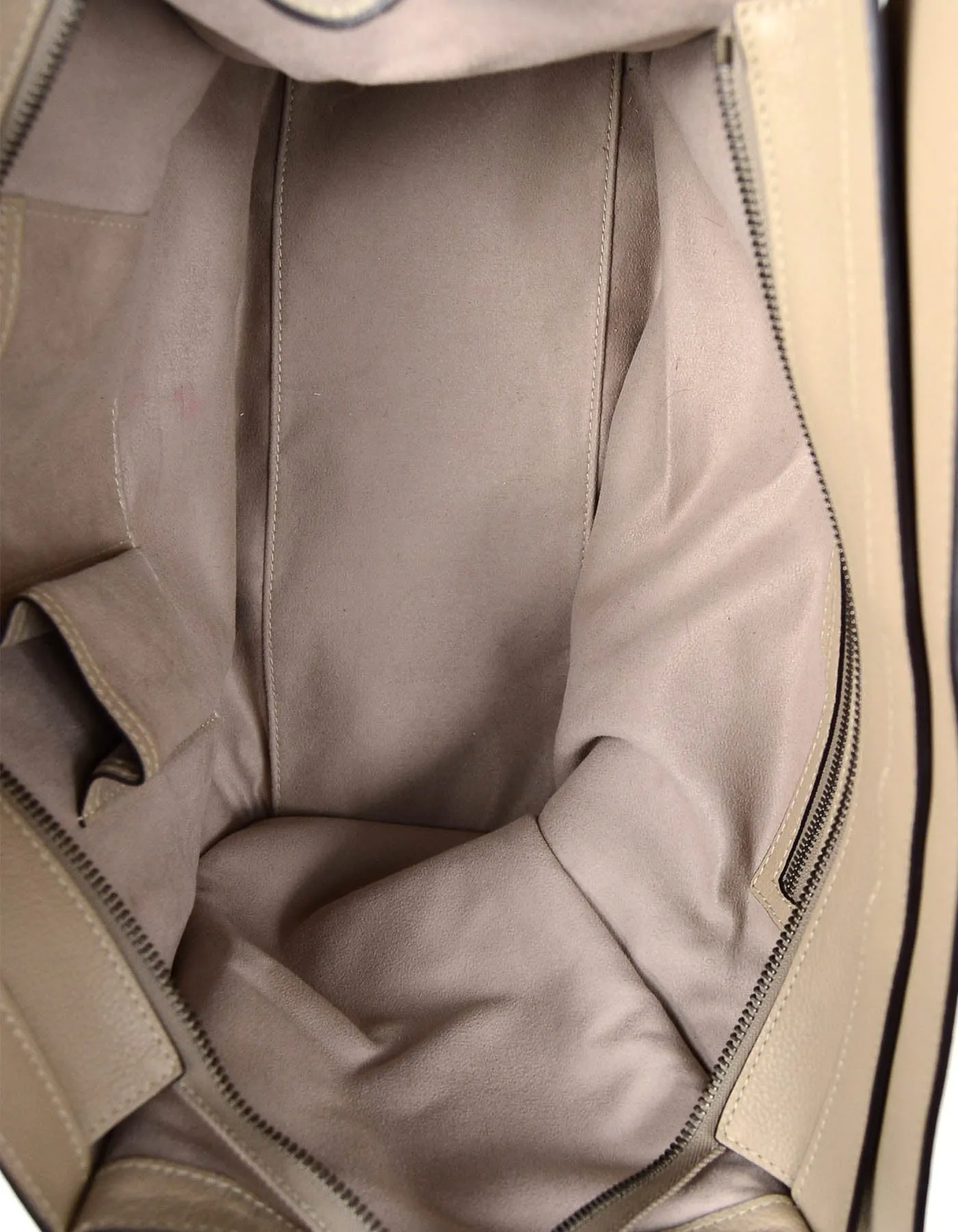 Celine Dune Drummed Calfskin Leather Luggage Shoulder Tote Bag
