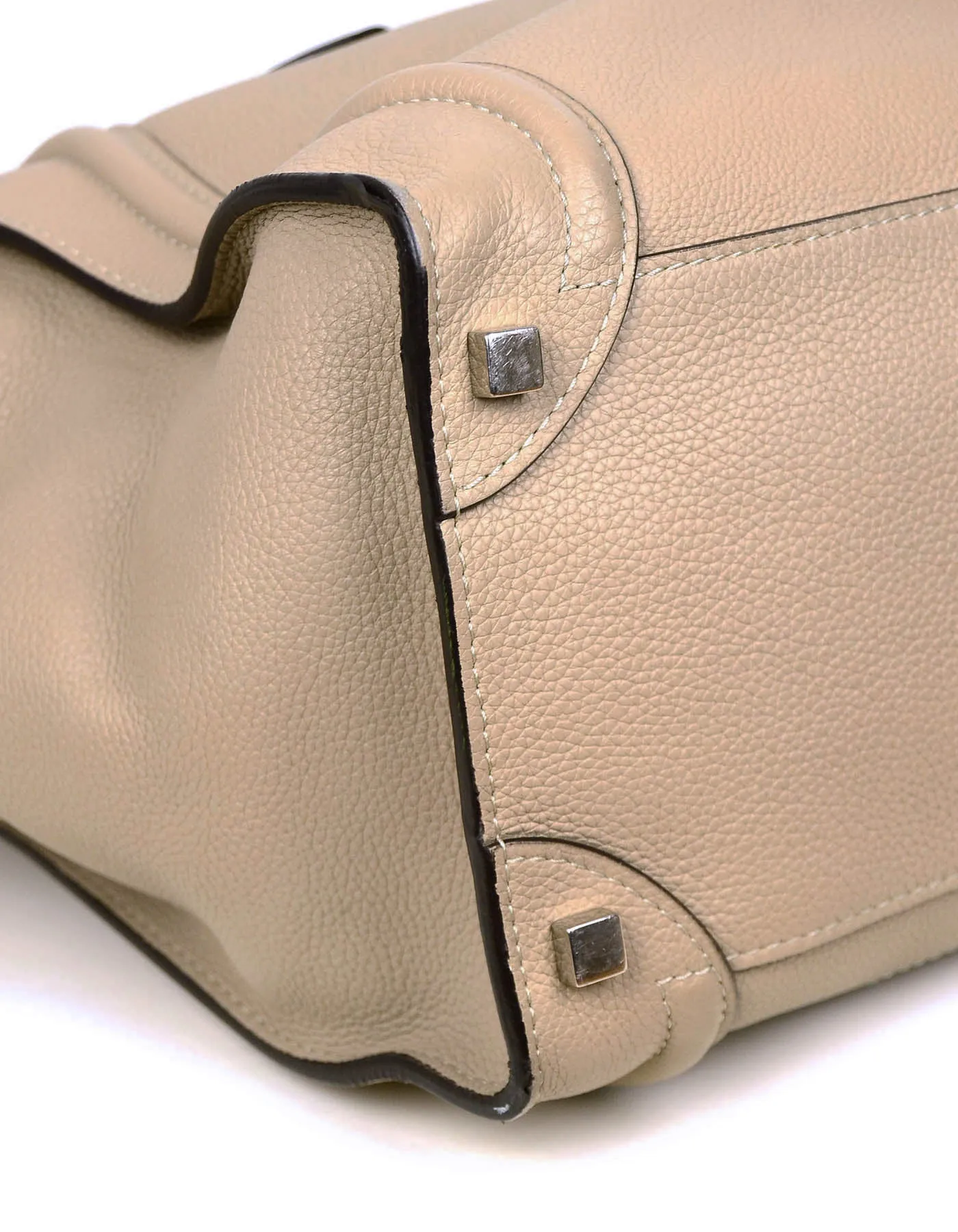 Celine Dune Drummed Calfskin Leather Luggage Shoulder Tote Bag